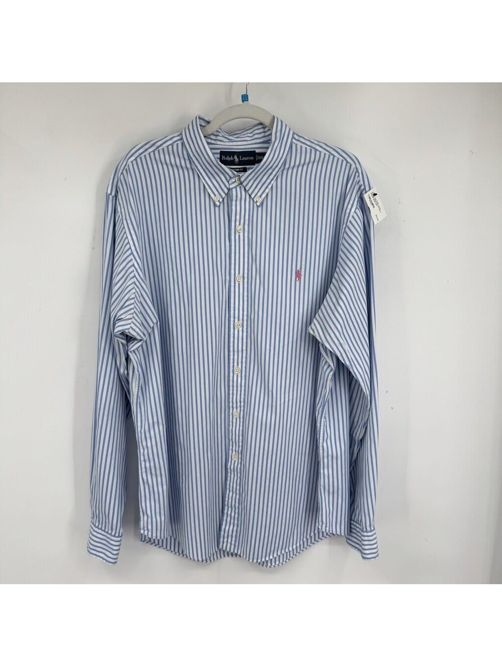 Men's Ralph Lauren Vintage Blue & White Stripe Button-Down Shirt XXL